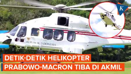 [FULL] Detik-detik Heli Kepresidenan Prabowo-Macron Mendarat di Akmil Magelang