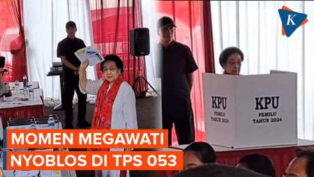 Momen Megawati Nyoblos di TPS Kebagusan Bareng Puan