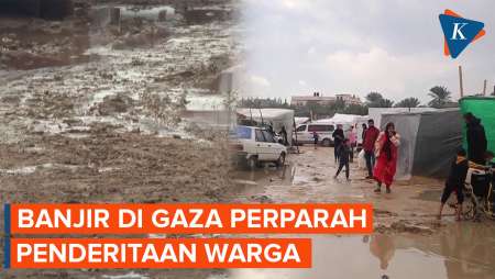 Potret Gaza yang Diterjang Banjir, Tenda Pengungsi Dipenuhi Lumpur