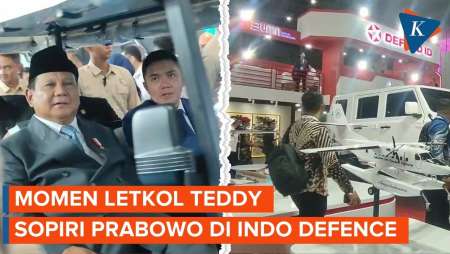 Momen Letkol Teddy Sopiri Prabowo Keliling Tinjau Alutsista Berbagai Negara di JIExpo