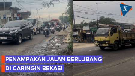 Jalan Caringin Narogong Bekasi Berlubang Dan Minim Penerangan, Pengendara Rawan Celaka!