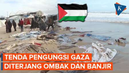 Pengungsi Palestina di Gaza Makin Pilu, Tenda Diterjang Ombak hingga Kebanjiran