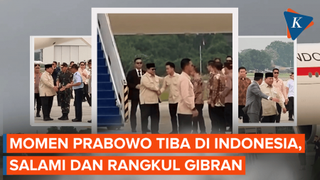 Momen Prabowo Tiba di Indonesia, Langsung Salami dan Rangkul Gibran