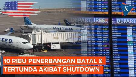 Shutdown Mau Berakhir, 10.000 Penerbangan di AS Tetap Ditunda atau Dibatalkan
