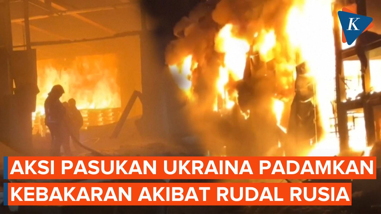 Detik-detik Pasukan Ukraina Jinakan Kebakaran Akibat Rudal Rusia