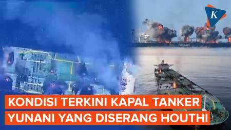 Penampakan Kapal Tanker yang Terbakar di Laut Merah Usai Diserang Houthi