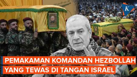 Detik-detik Upacara Pemakaman Komandan Senior Hizbullah yang Tewas Di-drone Israel
