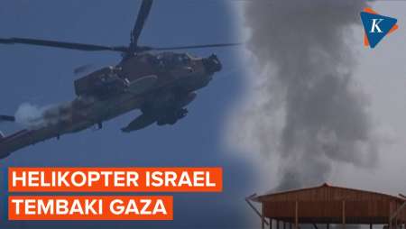 Detik-detik Helikopter Israel Tembakkan Rudal dari Atas Langit Jalur Gaza