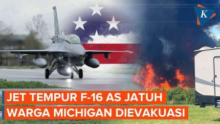 Jet Tempur F-16 Fighting Falcon Milik AS Jatuh Terbakar di Michigan 