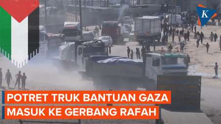 Potret Truk-truk Bantuan Kembali Lintasi Gerbang Rafah