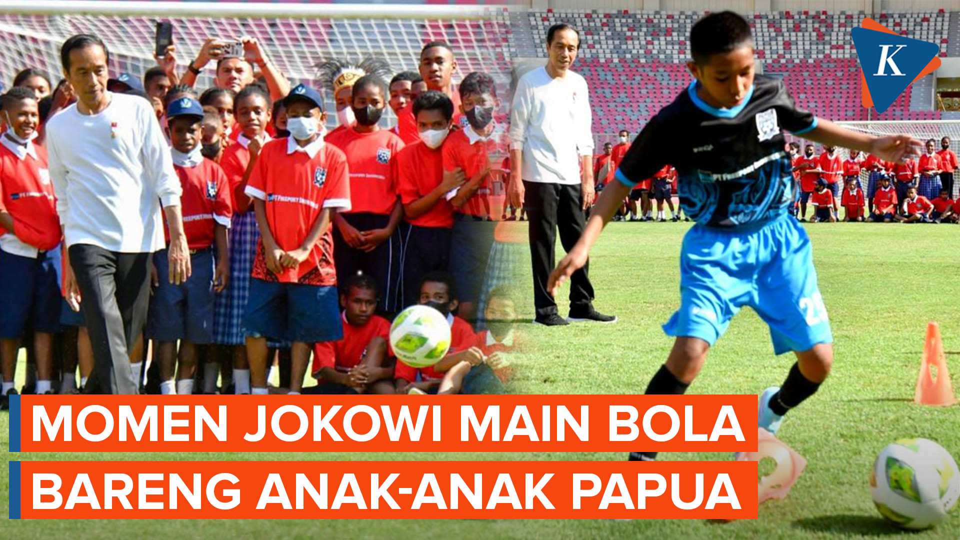 Jokowi Main Bola Bareng Usai Resmikan Papua Football Academy di Stadion Lukas Enembe