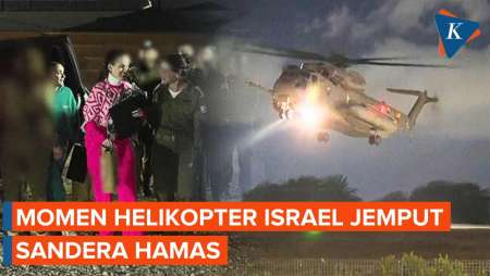 Detik-detik Helikopter Israel Jemput Sandera yang Dibebaskan Hamas