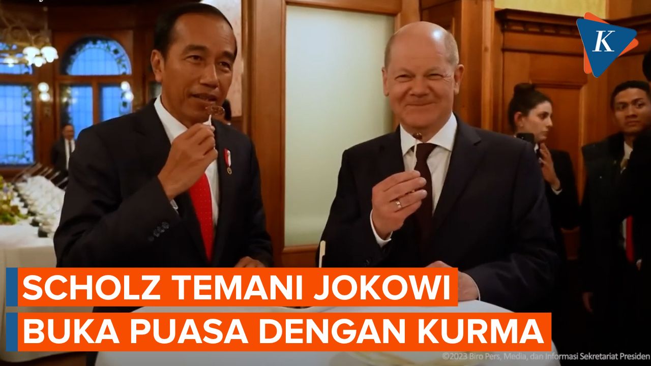 Momen Jokowi Buka Puasa Bersama Kanselir Jerman Olaf Scholz dengan Kurma