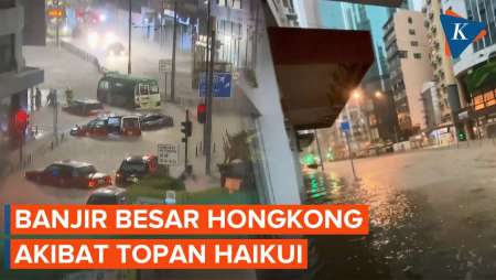 Potret Banjir Besar Yang Rendam Hong Kong, Mobil Sampai Kelelep