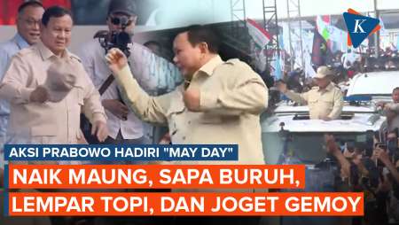 Aksi Prabowo Hadiri Hari Buruh: Lempar Topi dan Joget "Gemoy"