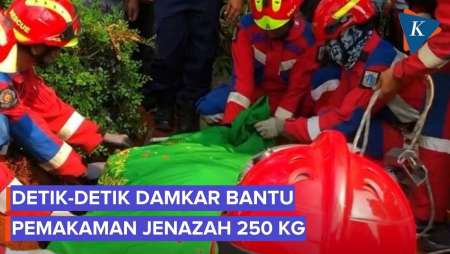 Detik-detik Damkar Bantu Pemakaman Warga 250 Kg, Gunakan Katrol
