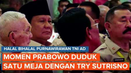 Saat Prabowo-Try Sutrisno Duduk Sebelahan di Halal Bihalal Purnawirawan TNI AD