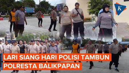 Potret Anggota Polresta Balikpapan Lari Siang Hari dalam Program Turun Berat Badan