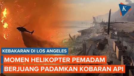 Momen Helikopter Pemadam Berjibaku Jinakkan Kebakaran Los Angeles