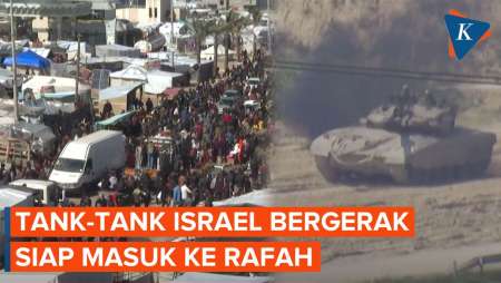 Potret Kendaraan Militer Israel Siaga di Perbatasan Rafah