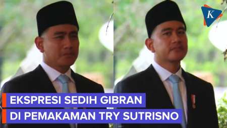 Gibran Berkaca-kaca Saat Hadiri Pemakaman Try Sutrisno