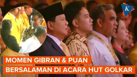 Momen Gibran dan Puan Maharani Salaman di Acara HUT Golkar