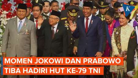 Momen Kedatangan Jokowi dan Prabowo di HUT Ke-79 TNI