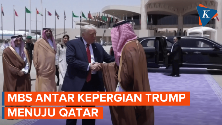 Momen Trump Tinggalkan Riyadh Menuju Qatar, Diantar Putra Mahkota Arab Saudi MBS