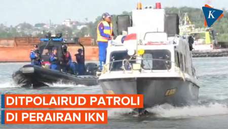 Momen Ditpolairud Patroli Jelang Perayaan HUT RI di Perairan Pulau Balang IKN