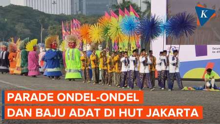 Momen Parade Ondel-ondel dan Baju Adat Warnai Upacara HUT ke-497 Jakarta di Monas