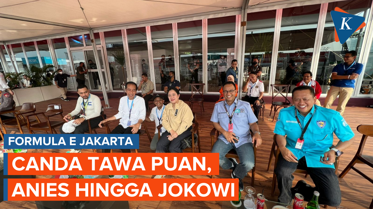 Momen Jokowi, Anies, dan Puan Tertawa Bersama Nonton Formula E Jakarta
