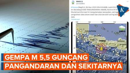 Pangandaran Diguncang Gempa M 5,5, Kedalaman 14 Km dan Terasa…