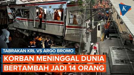 UPDATE 08.45 WIB, 14 Orang Meninggal Dalam Tabrakan KRL Dan KA Argo Bromo Di Bekasi