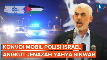 Momen Iring-iringan Mobil Polisi Israel Angkut Jenazah Yahya Sinwar