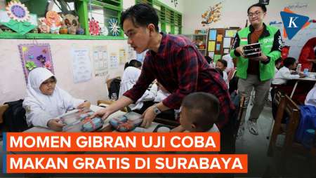 Gibran Uji Coba Makan Siang Gratis di Surabaya, Intip Menunya