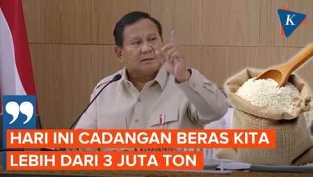 Prabowo Sebut Cadangan Beras RI Lebih Dari 3 Juta Ton, Lampaui Era Soeharto