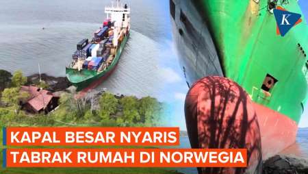 Kapal Kargo Besar Nyaris Tabrak Rumah Kecil di Norwegia