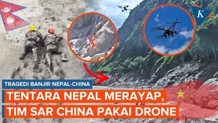 Aksi Dramatis Penyelamatan Korban Banjir Dahsyat Nepal & China