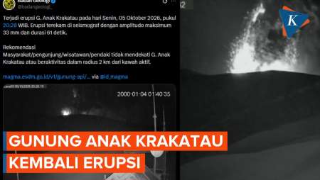 25 Hari "Diam", Gunung Anak Krakatau Kembali Erupsi