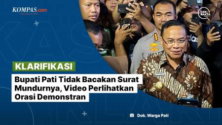 [KLARIFIKASI] Bupati Pati Tidak Bacakan Surat Mundurnya, Video Perlihatkan Orasi Demonstran
