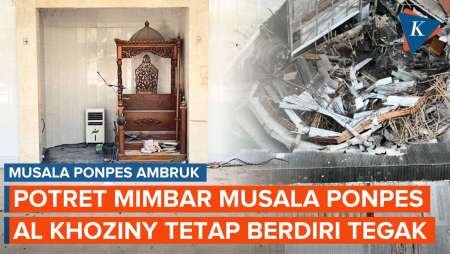 Di Tengah Reruntuhan, Mimbar Musala Ponpes Al Khoziny Tetap Utuh
