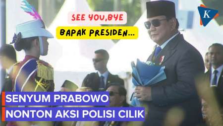 Ekspresi Prabowo-Gibran Nonton Aksi Polisi Cilik Saat HUT Bhayangkara