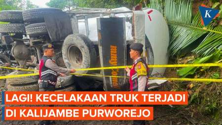 Belum Genap Seminggu, Kecelakaan Truk Kembali Terjadi di Kalijambe Purworejo