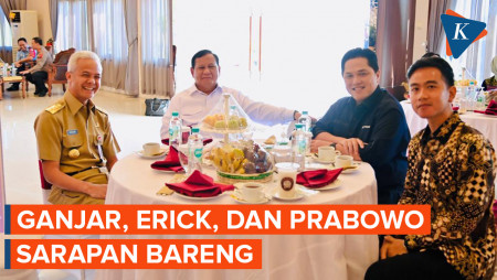 Momen Prabowo, Ganjar, Erick dan Gibran Duduk Satu Meja Menunggu Jokowi