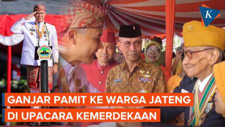 Ganjar Pamitan ke Warga Jateng Saat Pidato di Upacara HUT Ke-78 RI