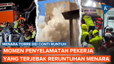 Momen Penyelamatan Pekerja yang Terjebak Reruntuhan Menara Bersejarah di Roma