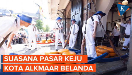 Suasana Pasar Keju di Kota Alkmaar Belanda