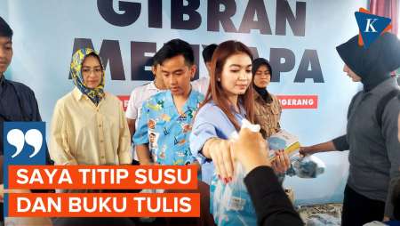 Kampanye Hari Ke-7, Gibran dan Istri Bagi-bagi Susu di Poris, Tangerang