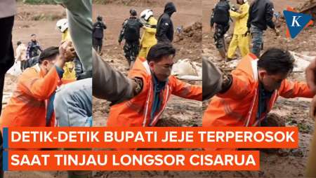 Bupati Bandung Barat Jeje Ritchie Terjebak Lumpur Saat Tinjau Longsor Cisarua