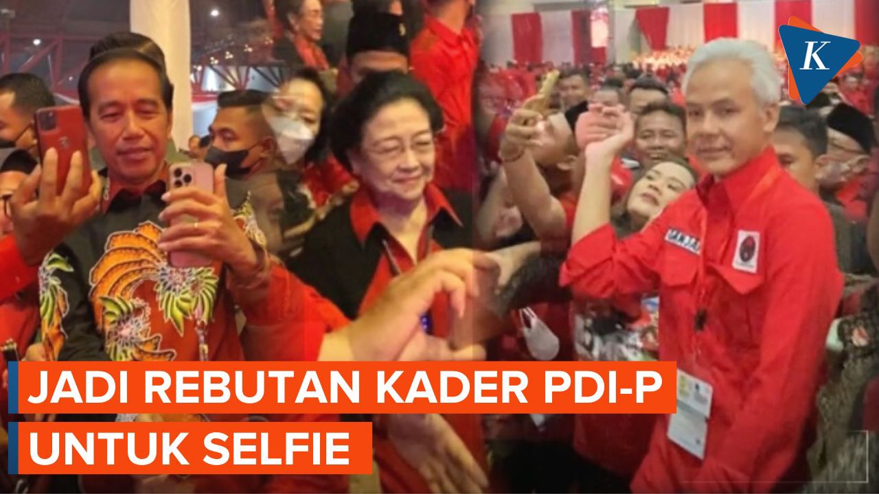 Saat Jokowi, Megawati, hingga Ganjar Dikerumuni Kader PDI-P untuk Foto Bareng
